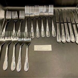 20 Pcs HAMPTON SILVERSMITHS STAINLESS FLATWARE SILVERWARE (See List Photo)